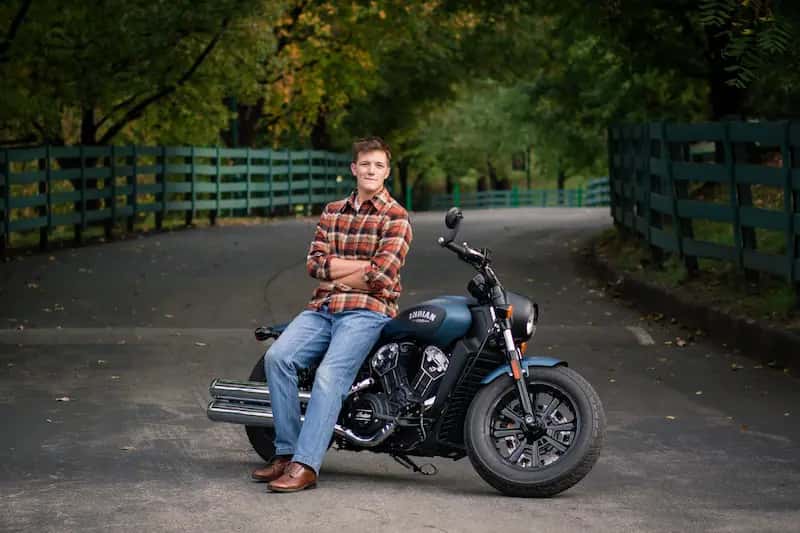 Senior Photo with Motorcycle